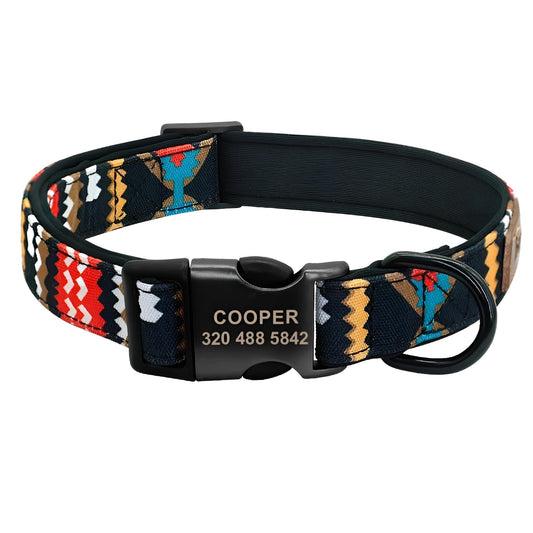 Nylon Dog Collar with Tag Red Collar