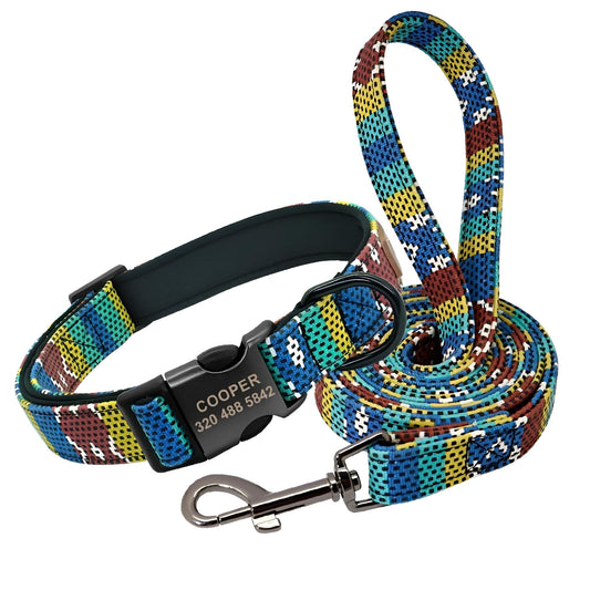 Nylon Dog Collar with Tag Set Coffee
