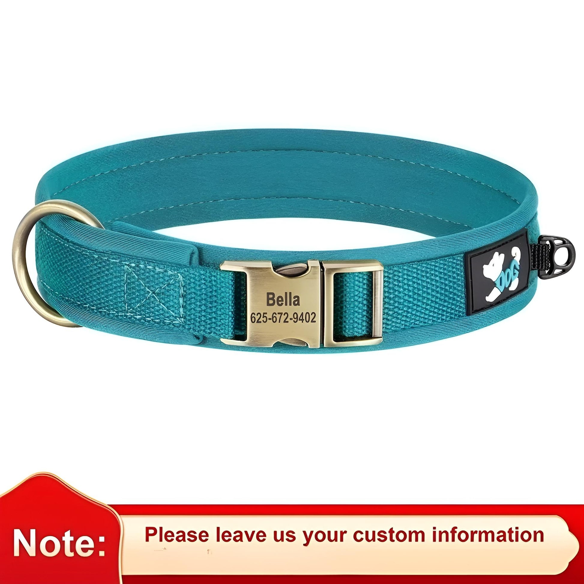 Nylon Dog collar with name blue