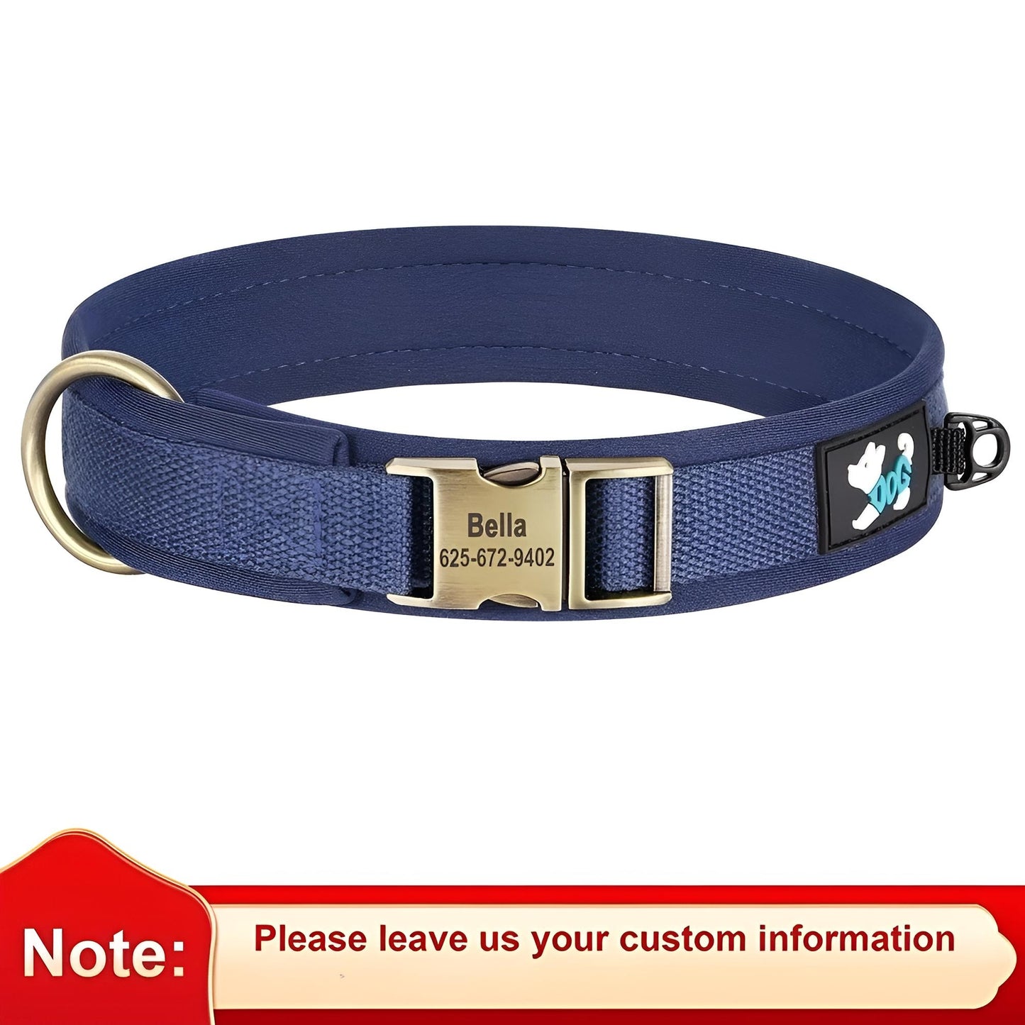 Nylon Dog collar with name dblue