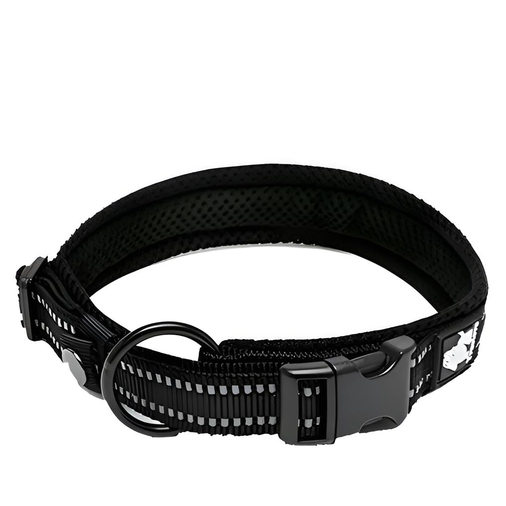 Nylon Reflective Customizable Dog Collar Black