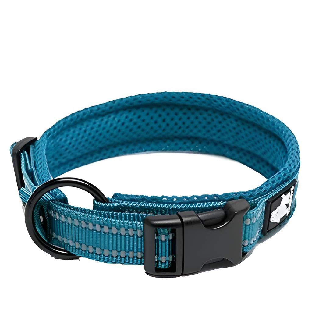 Nylon Reflective Customizable Dog Collar Blue