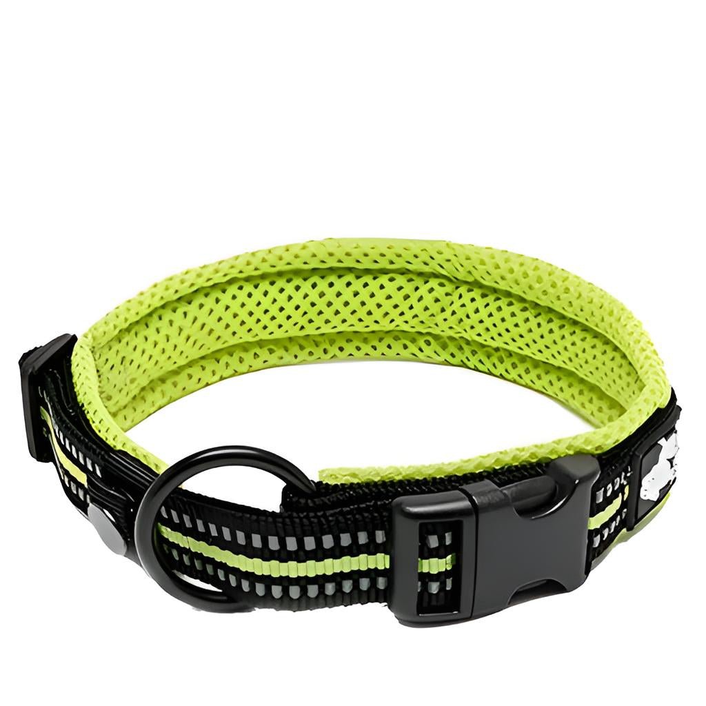 Nylon Reflective Customizable Dog Collar Neon Yellow