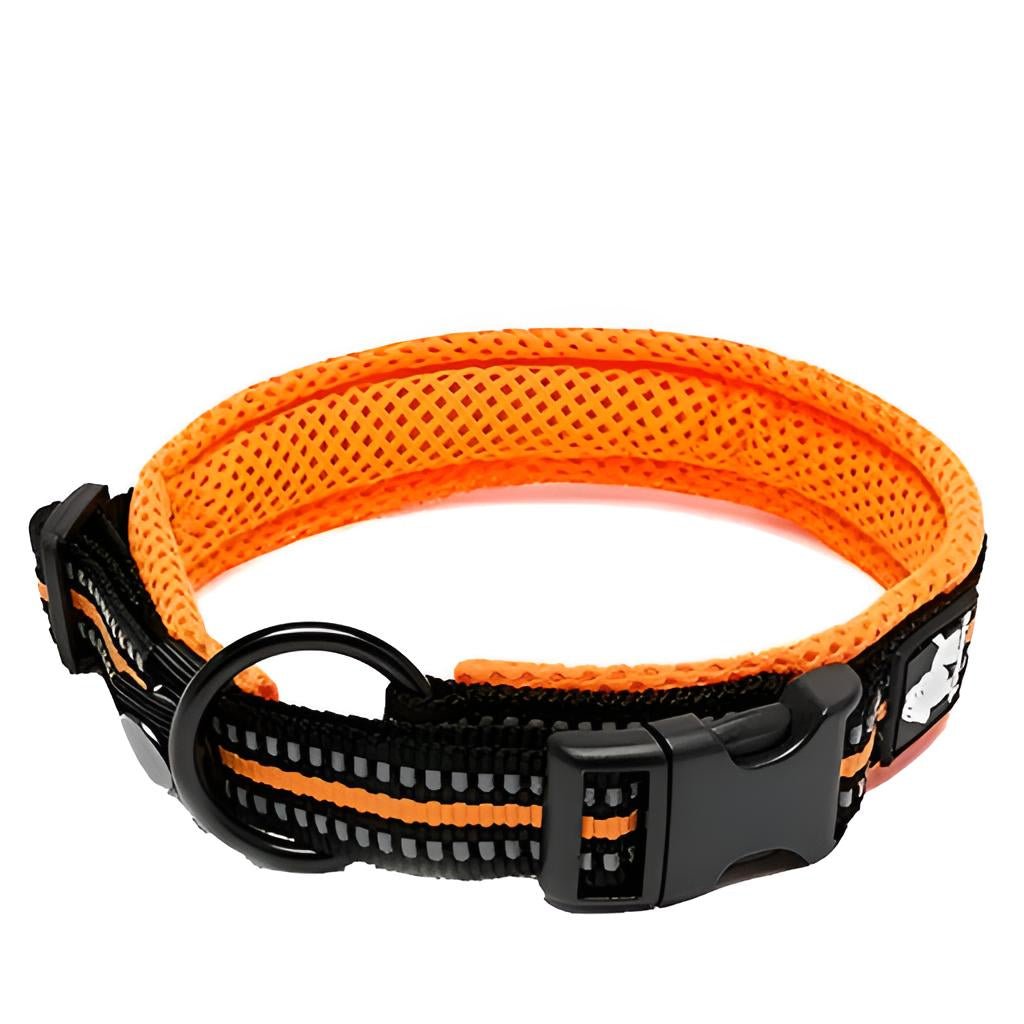 Nylon Reflective Customizable Dog Collar Orange