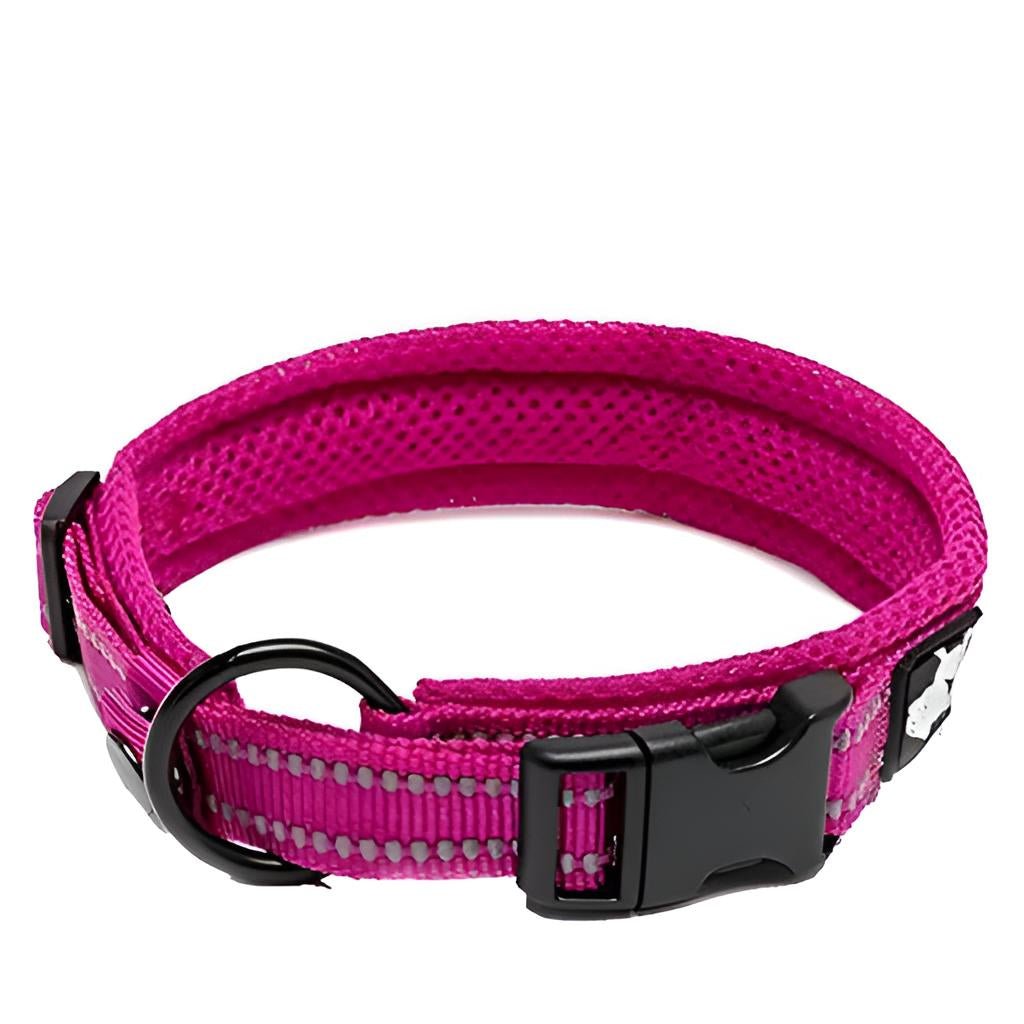 Nylon Reflective Customizable Dog Collar Pink