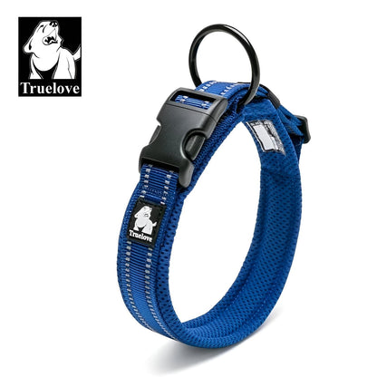 Nylon Reflective Customizable Dog Collar Royal Blue