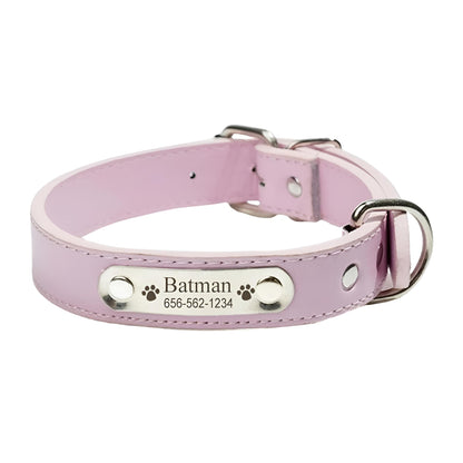 PU Leather Custom Name Dog Collars Pink