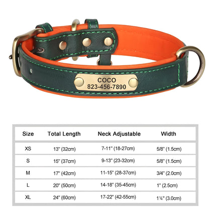Personalized Dog Collar, Custom Engraved PU Leather Dog Collars For Small, Medium Large Dogs green