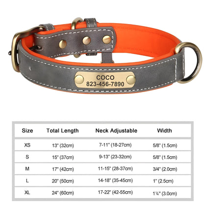 Personalized Dog Collar, Custom Engraved PU Leather Dog Collars For Small, Medium Large Dogs grey