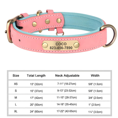 Personalized Dog Collar, Custom Engraved PU Leather Dog Collars For Small, Medium Large Dogs pink