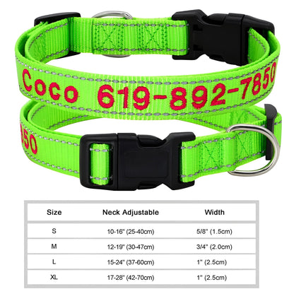 Personalized Dog Collar with Name in Reflective Nylon 6222 1Green