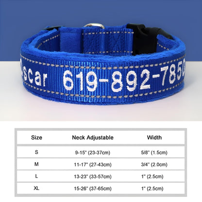 Personalized Dog Collar with Name in Reflective Nylon dark blue