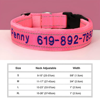 Personalized Dog Collar with Name in Reflective Nylon light pink