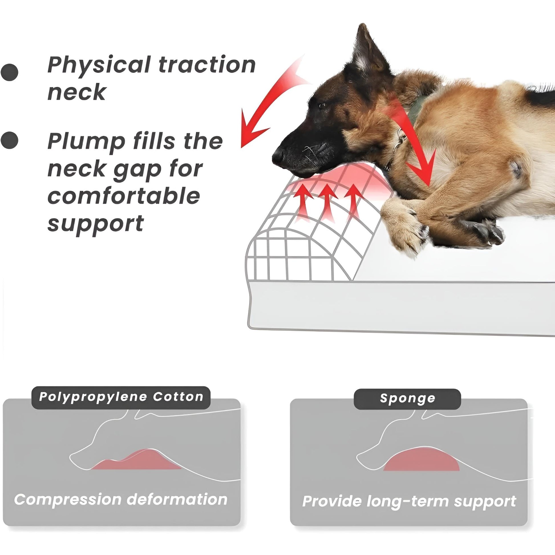 Plump fills the neck gap for comfortable support orthopedic dog bed