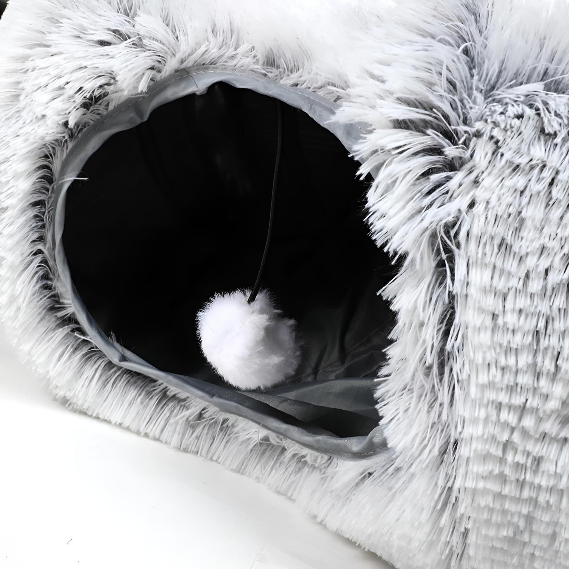 Plush Cat Circle Tunnel with Hanging Balls and Peepholes