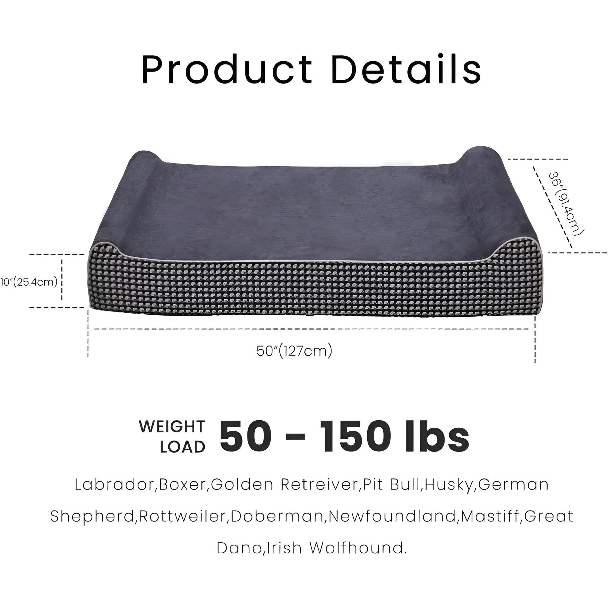 Product detail Giant 10 in Thick Rectangle Bolster Orthopedic Dog Bed