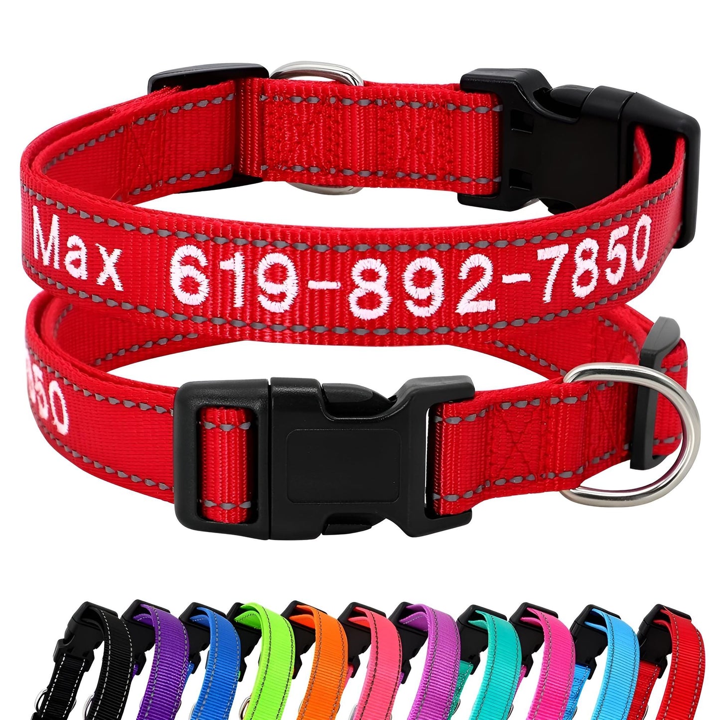 Reflective Nylon Dog ID Collar Set