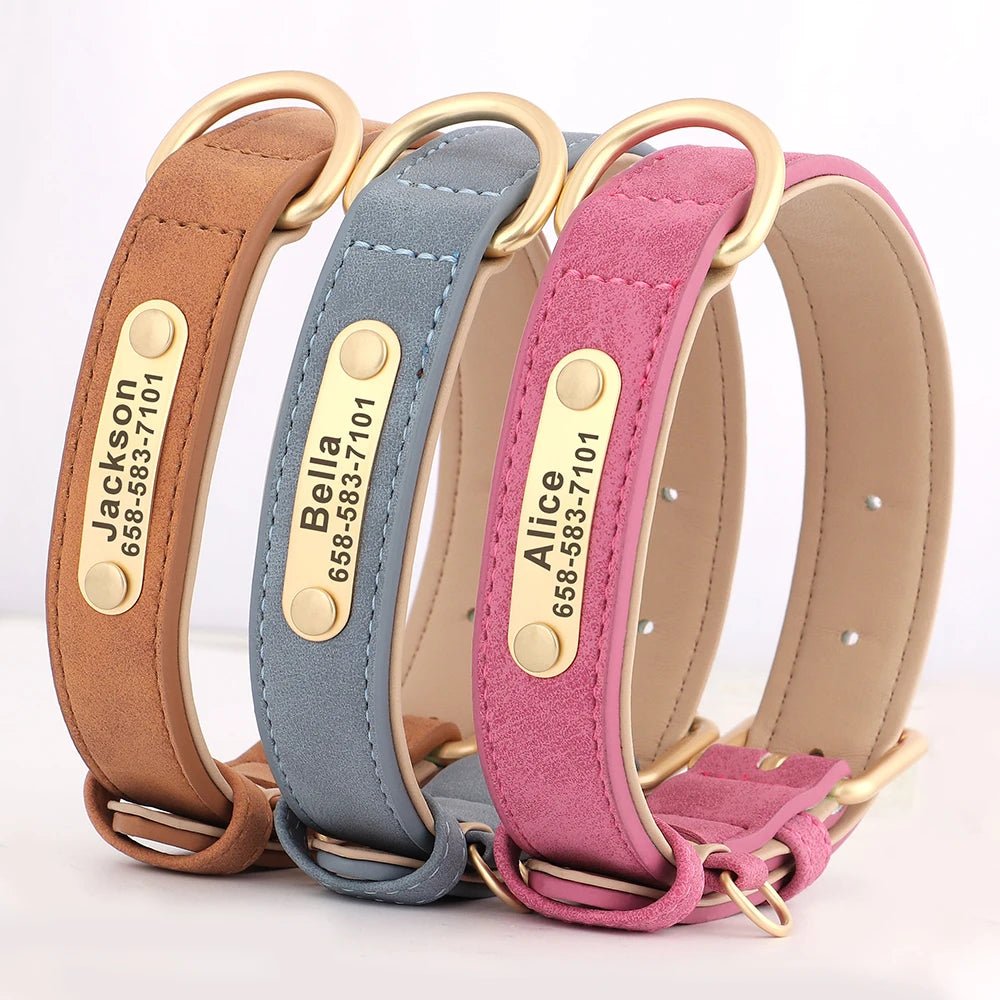 Personalized Dog Collar | Custom Engraved PU Leather Dog Collar | GauGau