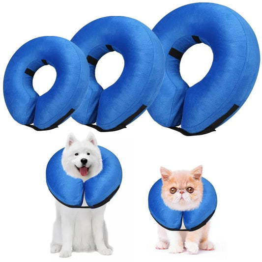 Inflatable Dog Collar, Soft Dog and cat Cone for Dogs After Surgery, Adjustable Blowup Donut E-Collars