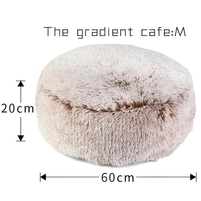 Size chart round dog bed gradient coffee