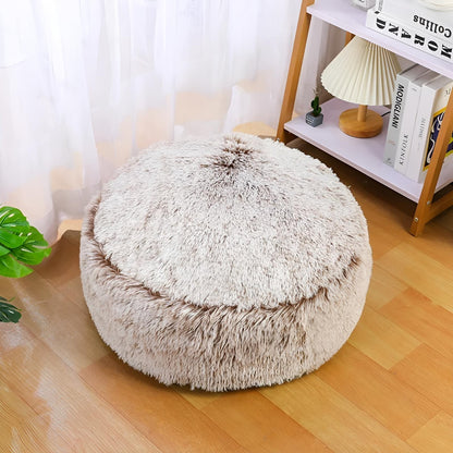Super Thick Plush Winter Warm Comfortable Round Dog Cat Bed - Gradient Coffee
