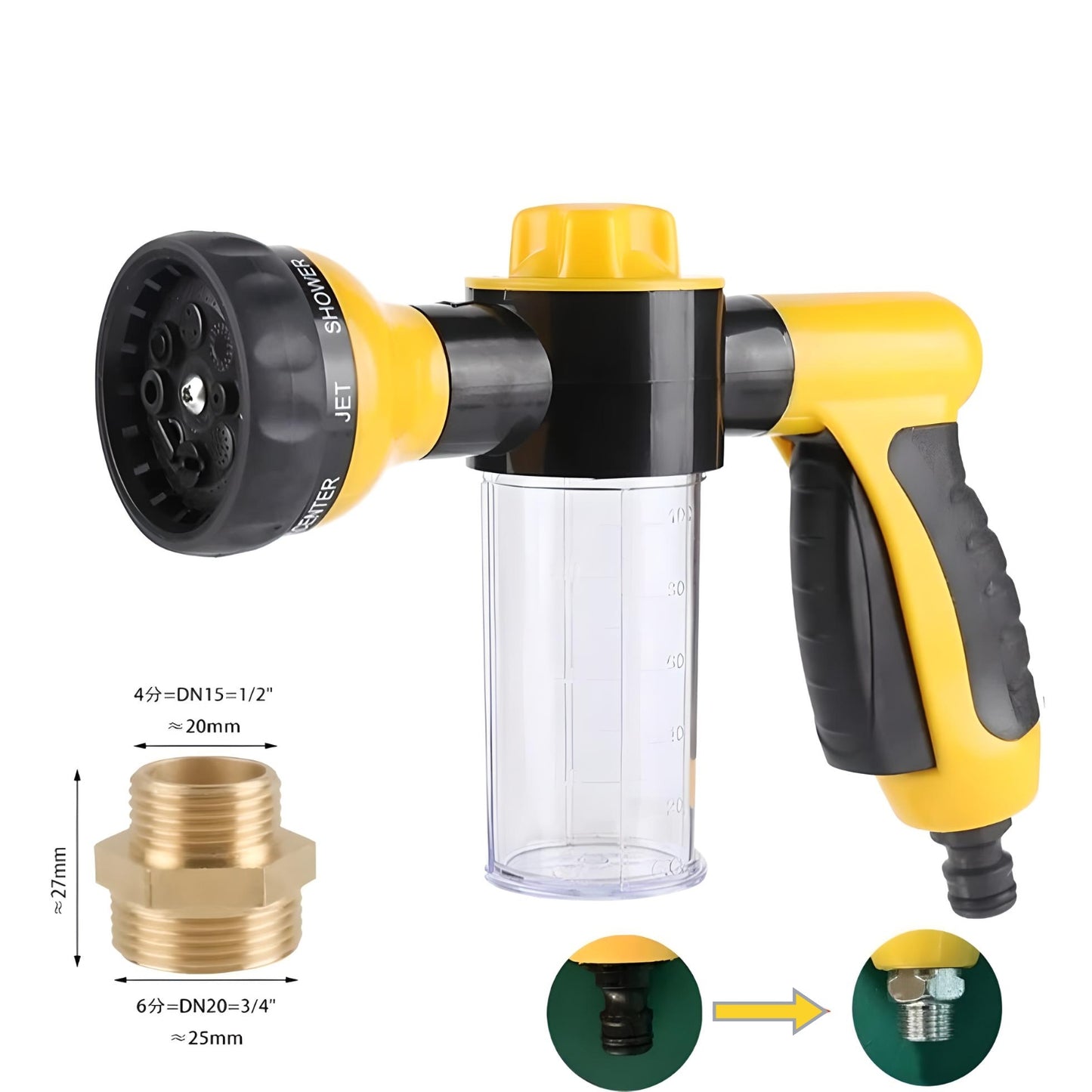 Yellow Pup Jet Dog Wash for Outdoor with Shower Adapter