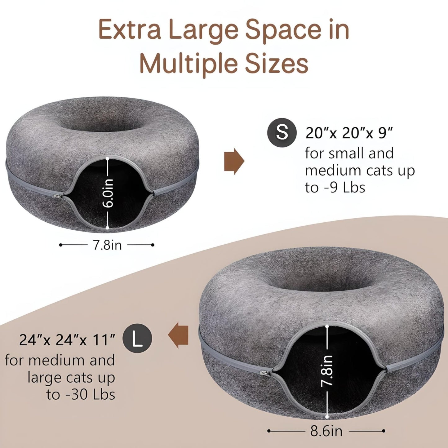 GauGau™ Large Cat Tunnel Bed for Indoor Cats