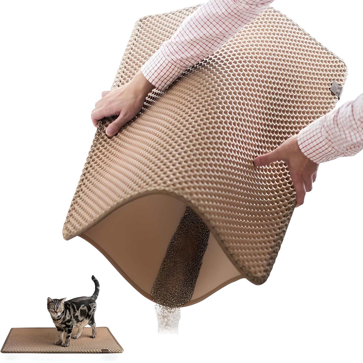 cat litter mat beige