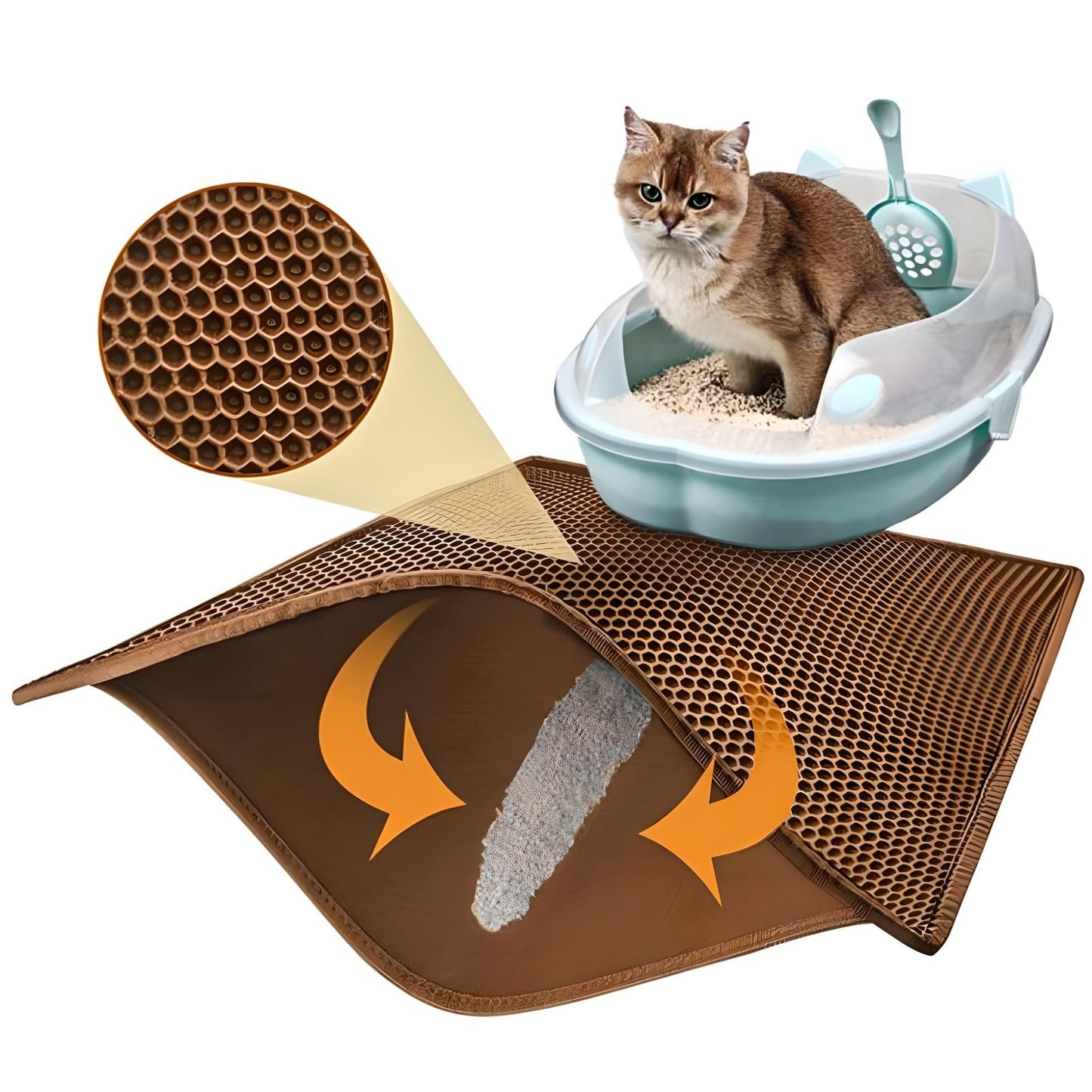 cat litter mat brown