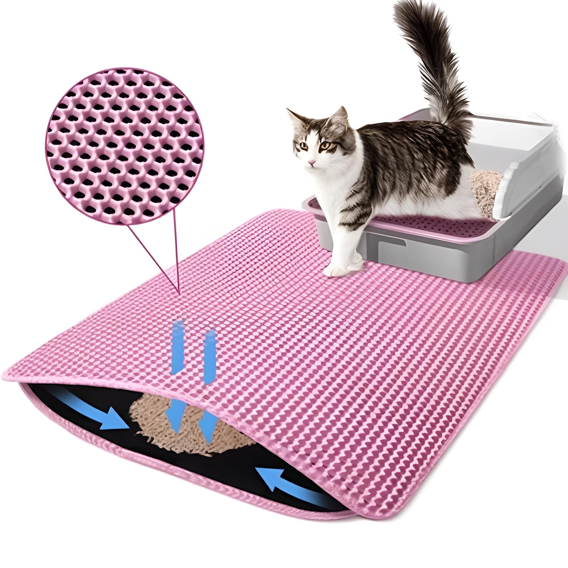 cat litter mat pink