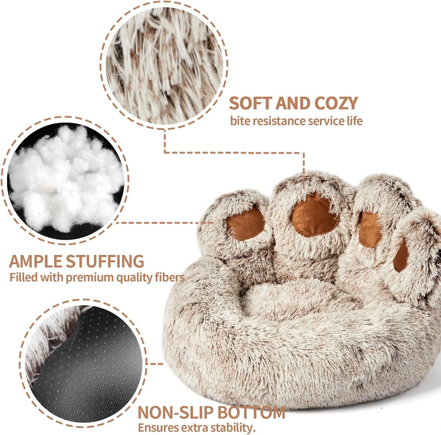 Completely Washable Dog Bed Cute Bear Paw Shape