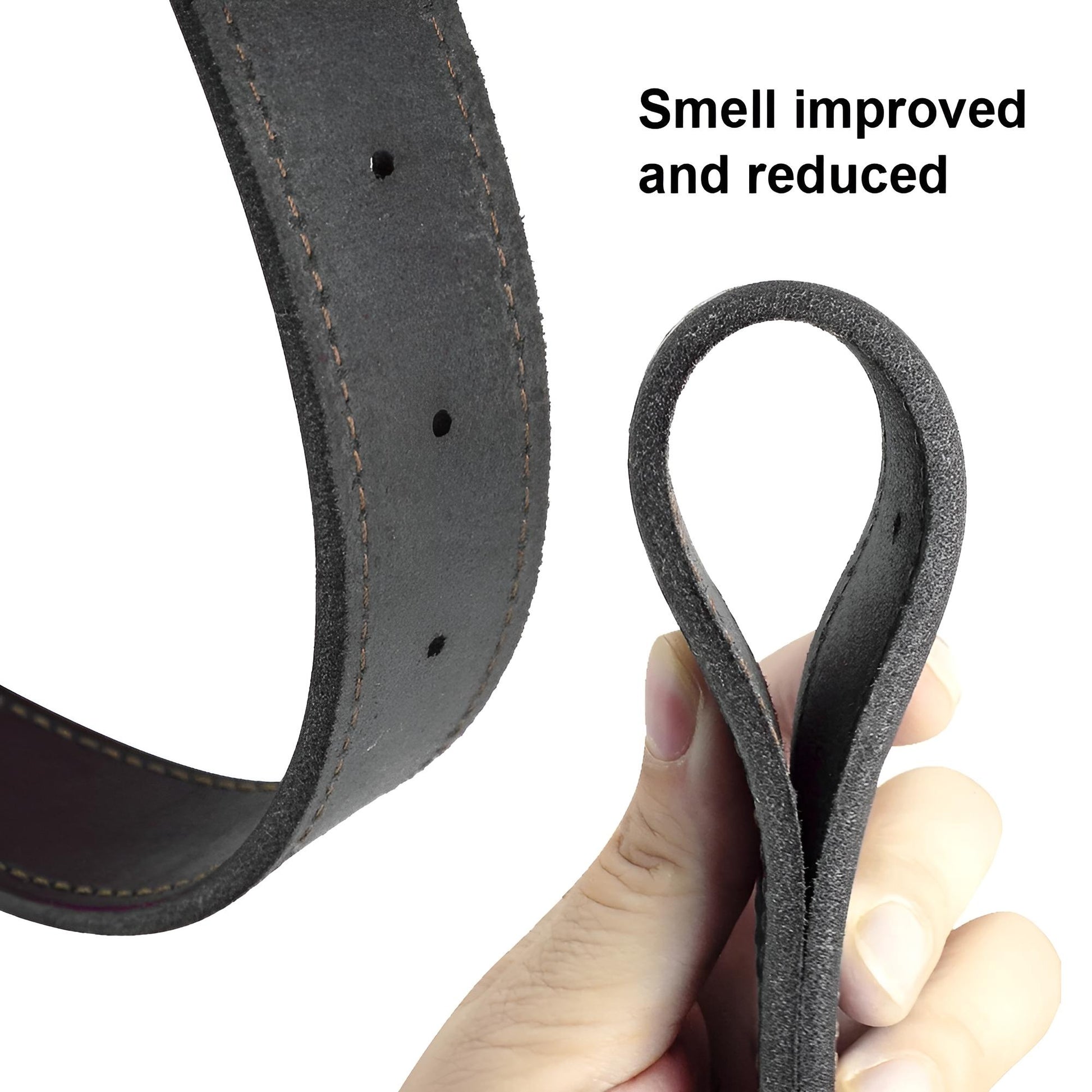 dog collar with name plate leather smell improved and reduced