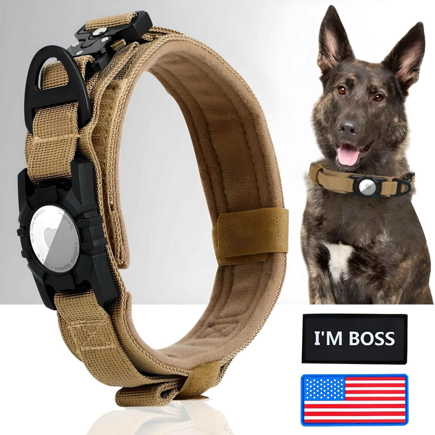 dog collar airtag holder brown