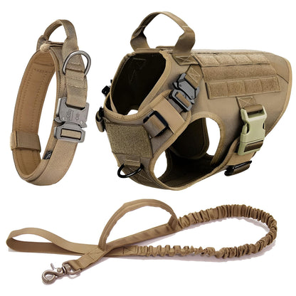 dog harness and leash set brown