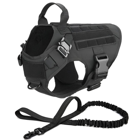 military dog harness and leash black