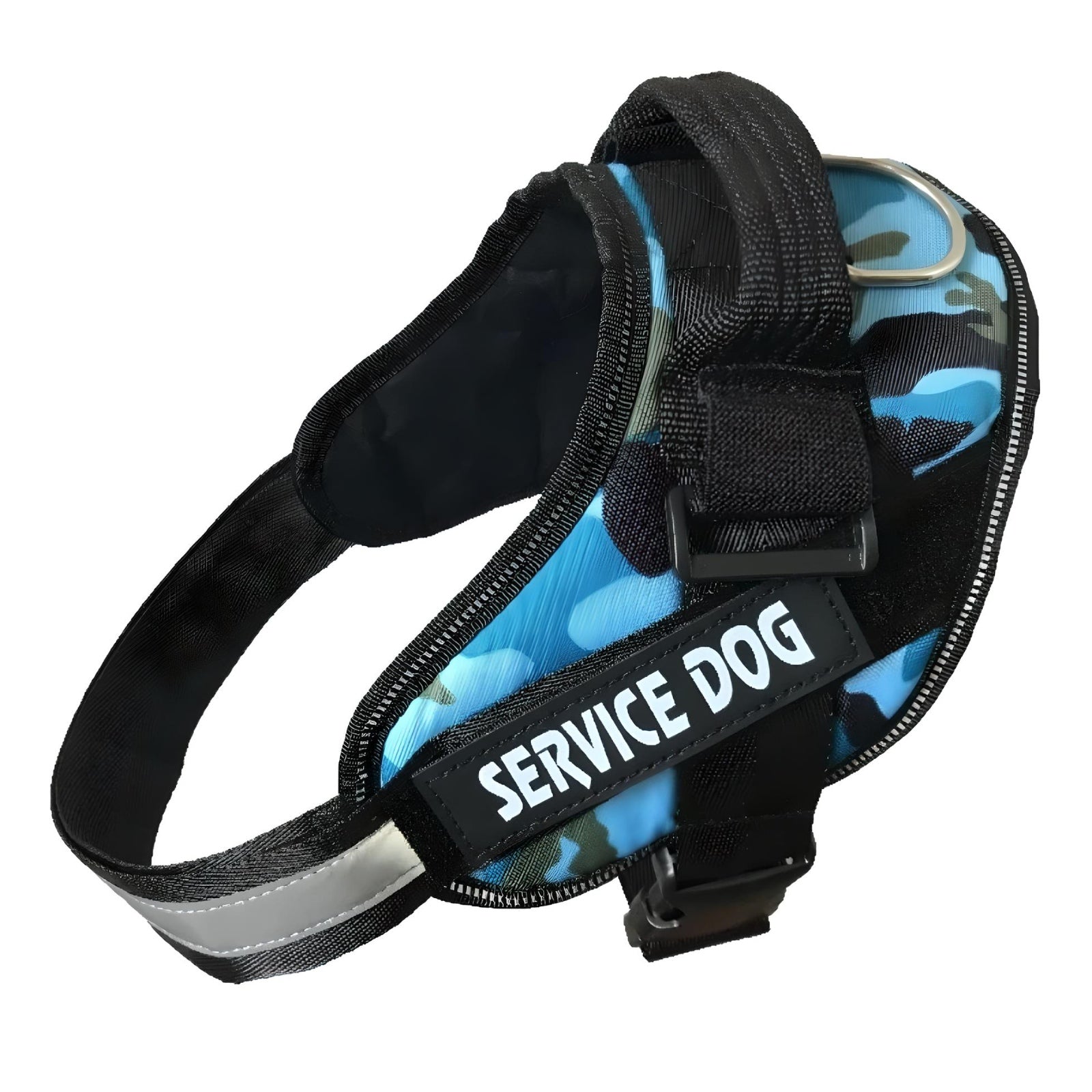 personalized dog harness-blue-camouflage