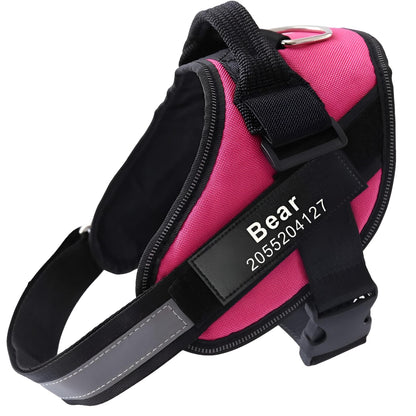 personalized dog harness- rose red