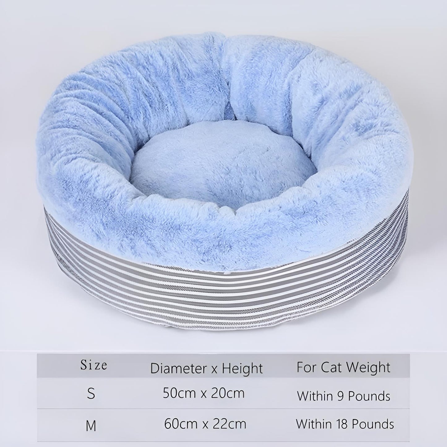 round fluffy cat bed - blue