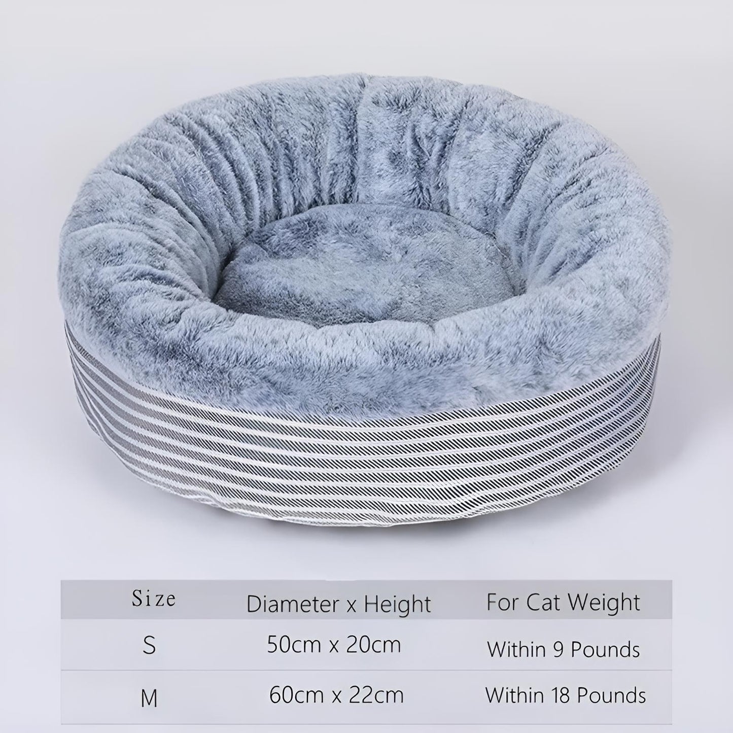 round fluffy cat bed - grey