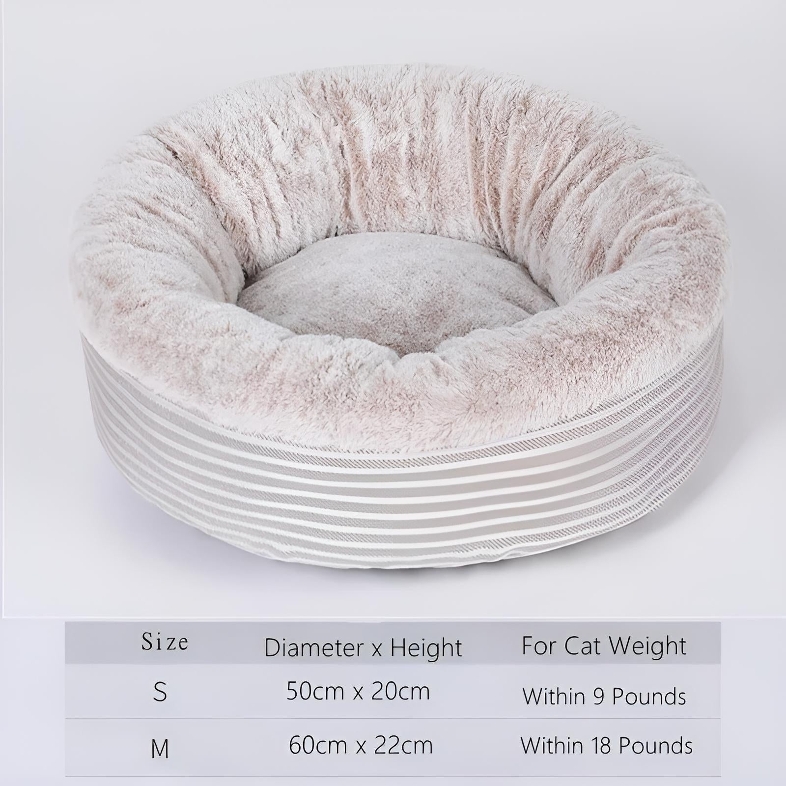 round fluffy cat bed - khaki