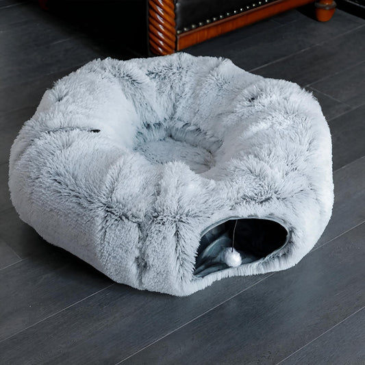 Cat Tunnel Bed with Big Mat and with Fuzzy Ball Toy