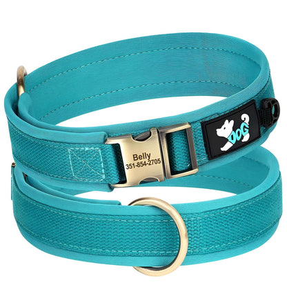 view 360 Nylon Dog collar with name blue